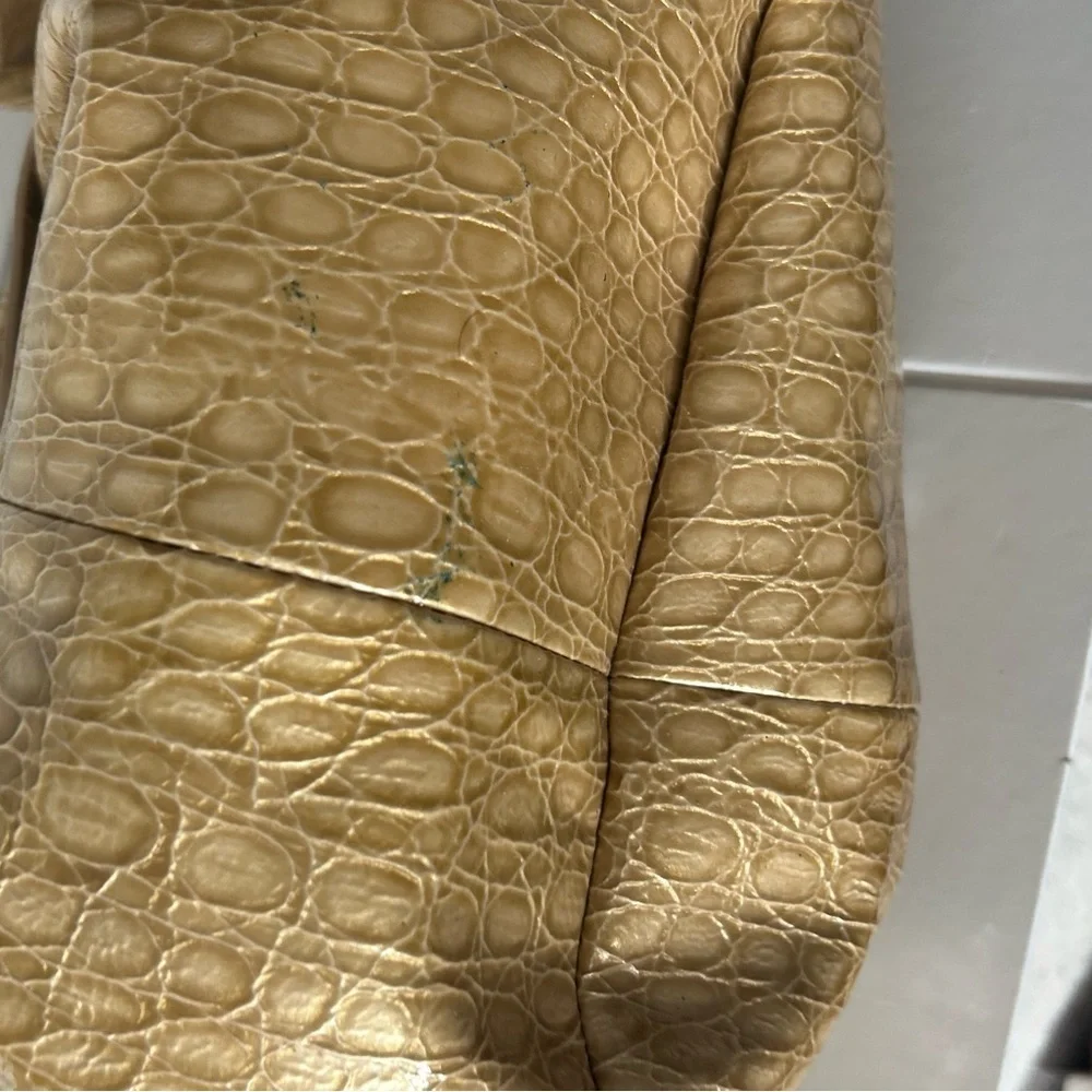 Charlie Lapson Gold Metallic Croc Embossed Shoulder Bag Slouchy Bag